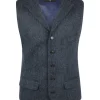 British House Marvin Gilet Harris Tweed Blauw