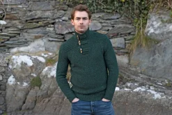 Fisherman out of Ireland houtje touwtje kraag Bottle Green