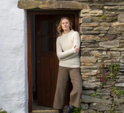 Fisherman out of Ireland Ecru Mock Neck dames trui