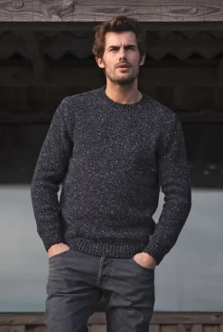 Fisherman out of Ireland Crew Neck Sweater Slate Blue