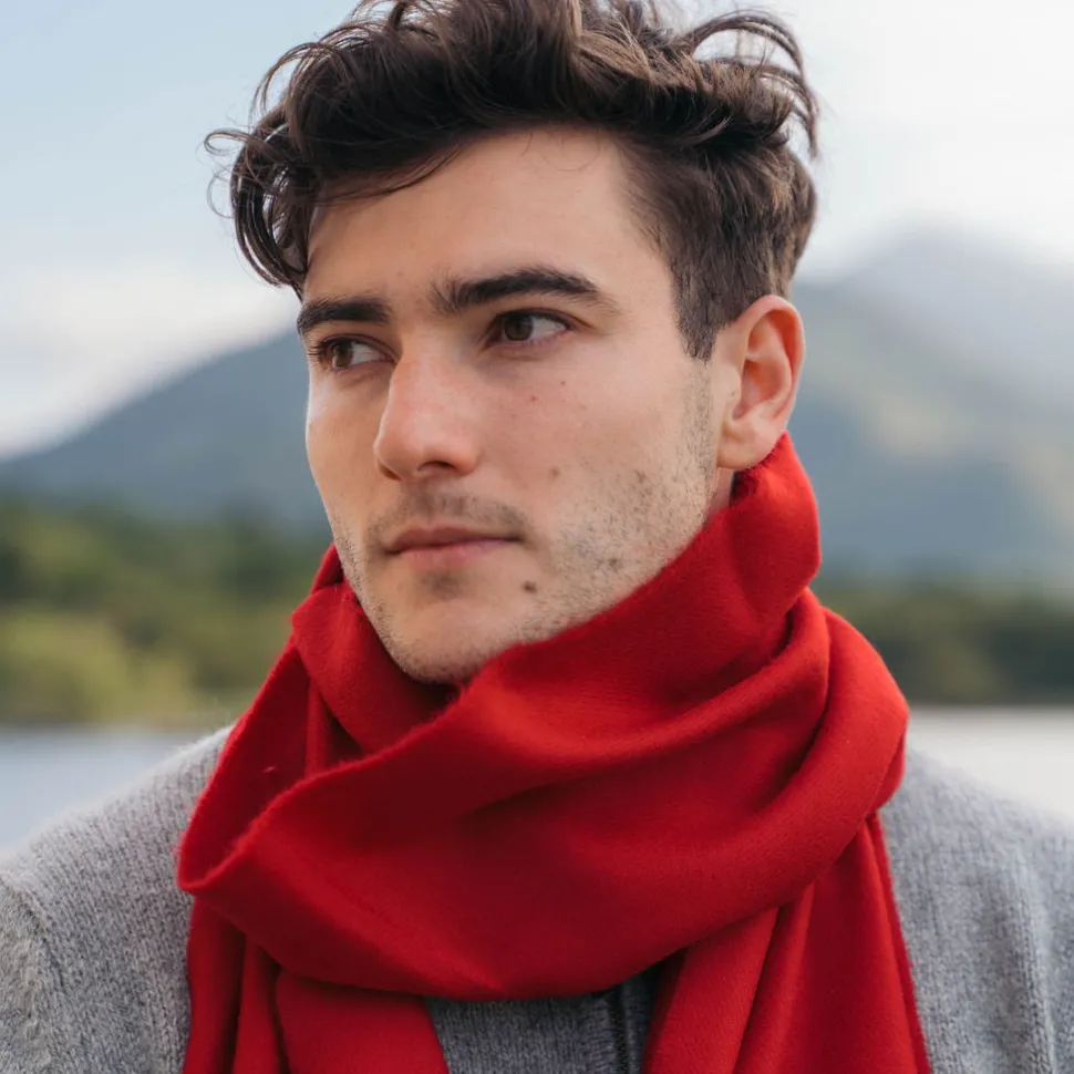 John Hanly Merino Wollen Sjaal Scharlakenrood
