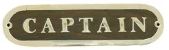 Naamplaat Captain hout messing