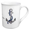 Porseleinen Mok Anker blauw