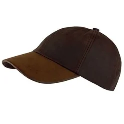 Wax cap met leren klep bruin