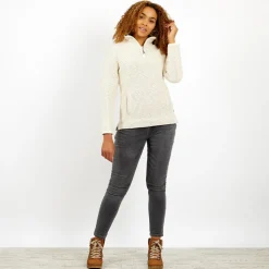 Weird Fish Aria 1/4 zip ecru