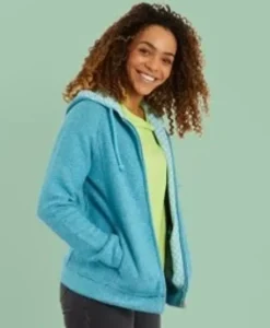 Weird Fish Chicoa Full Zip Classic Macaroni Hoody cyan