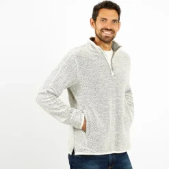 Weird Fish Stern 1/4 zip Ecru