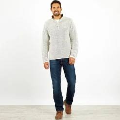Weird Fish Stern 1/4 zip Ecru